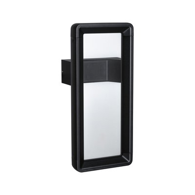 Moderne sort LED-udendørsvæglampe med rektangulært design og hvid diffuser til havebelysning