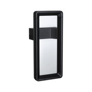 Moderner schwarzer LED-Außenwandleuchter mit rechteckigem Design und weißem Diffusor für Gartenbeleuchtung
