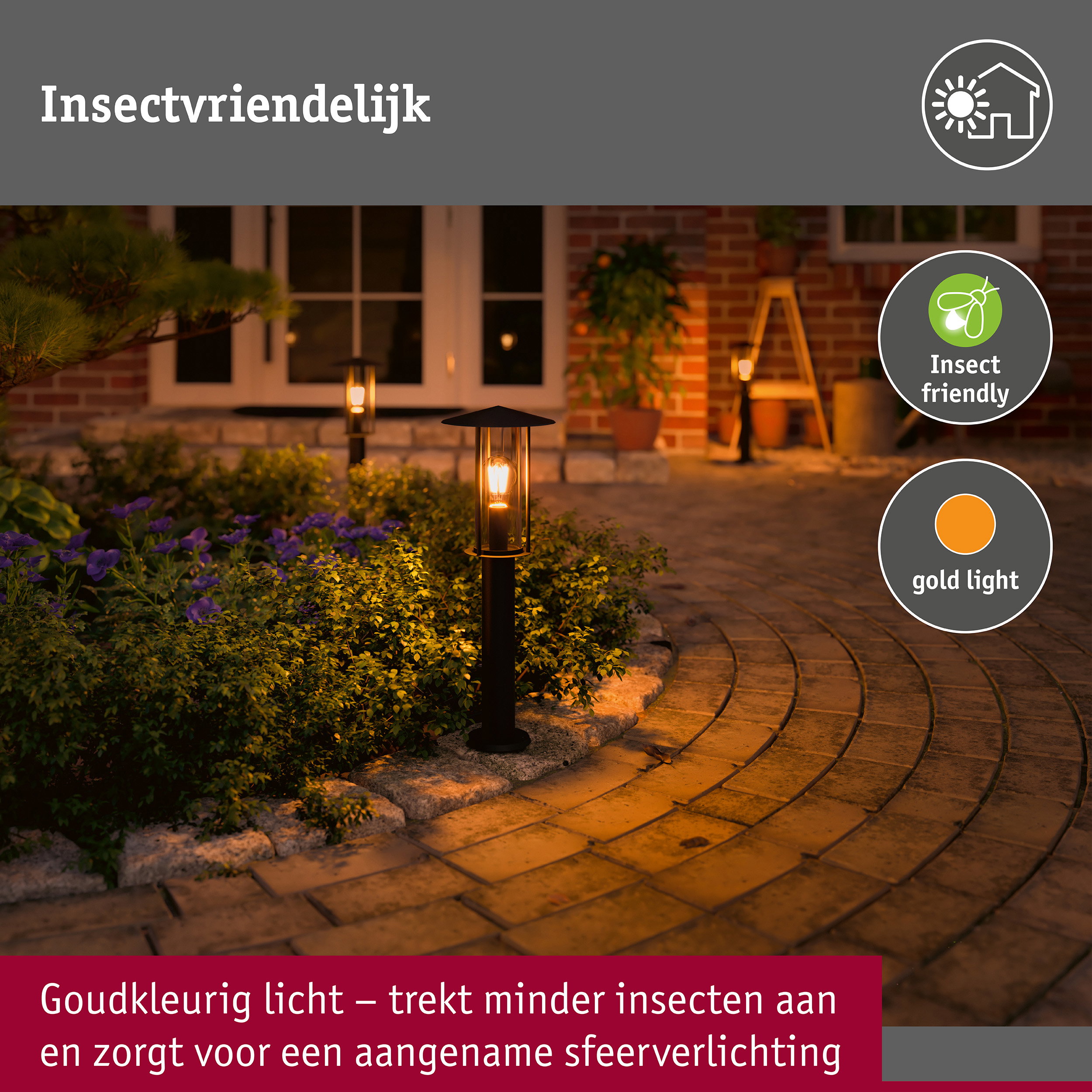 Bolderlamp Classic insectvriendelijk IP44 500mm 2200K 4,3W 420lm 230V Zwart E27 Metaal