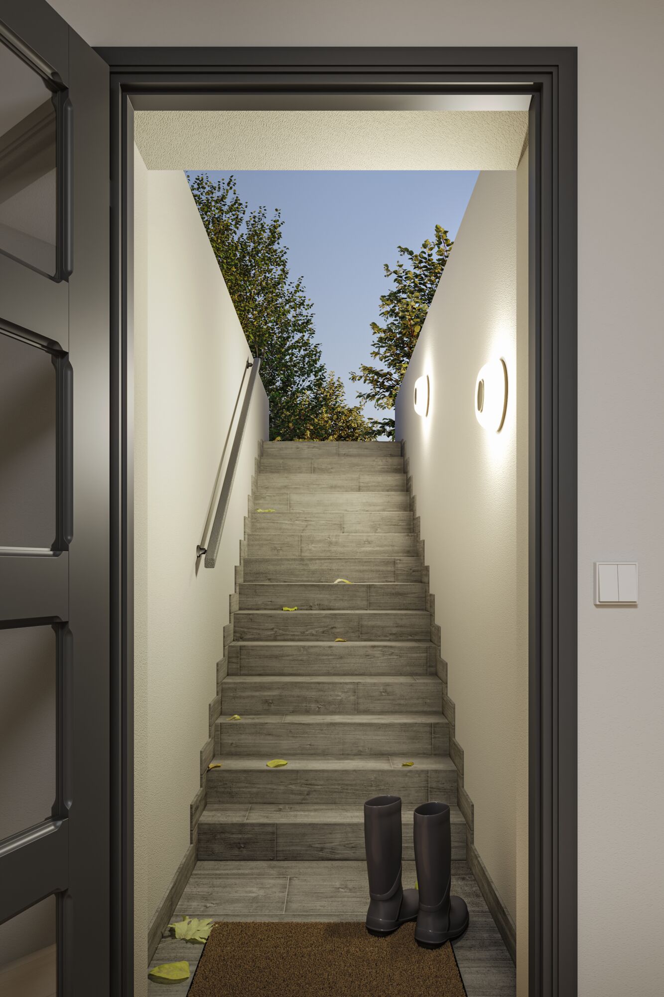 Applique d'extérieur LED Aureva IP65 rond 220mm 2200 - 4000K 20,5W 1730lm 230V Anthracite/Blanc Polycarbonate