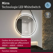 Miroir LED rond avec couleur de lumière blanche réglable et fonction mémoire pour salle de bain moderne