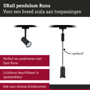 Zwarte URail pendel Runa van metaal met verstelbare spot voor veelzijdige verlichting