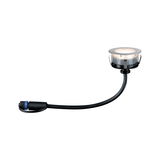 Round LED recessed light with stainless steel trim and black cable for modern indoor lighting