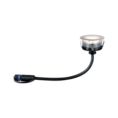 Spot encastré LED rond avec bord en acier inoxydable et câble noir pour éclairage intérieur moderne