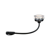Rundes LED-Einbauleuchte mit Edelstahlrand und schwarzem Kabel für moderne Innenbeleuchtung