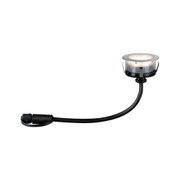 Round stainless steel LED recessed module with black cable for outdoor lighting