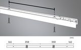 Technical drawing of white LED aluminum rail with screws and measurements in millimeters.