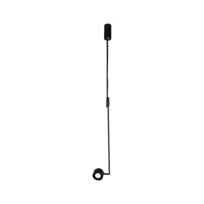Black metal LED pendant light with adjustable spotlight head for modern indoor lighting