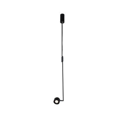 Black metal LED pendant light with adjustable spotlight head for modern indoor lighting