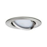 Rund schwenkbarer Einbaustrahler aus gebürstetem Edelstahl mit milchigem Diffusor für LED-Beleuchtung