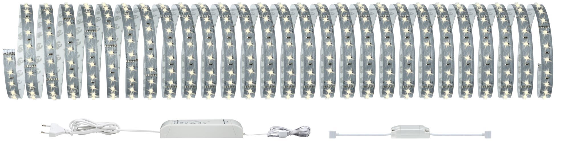 Lange weiße LED-Lichtleiste mit Netzstecker und Steuergerät für flexible Raumbeleuchtung