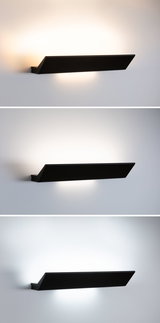 Applique murale LED noire en métal avec lumière blanche chaude indirecte pour intérieurs modernes