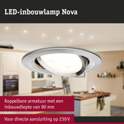 LED-inbouwlamp Nova van geborsteld zilver metaal voor moderne keukenverlichting