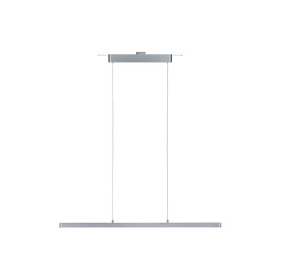 Modern silver aluminum LED pendant light with slim design for living spaces