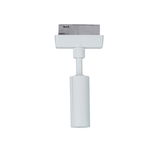 White LED track light made of plastic, modern spotlight with adjustable joint for rail systems