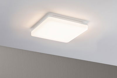 Plafonnier carré blanc en plastique avec lumière LED blanc chaud pour pièces à vivre