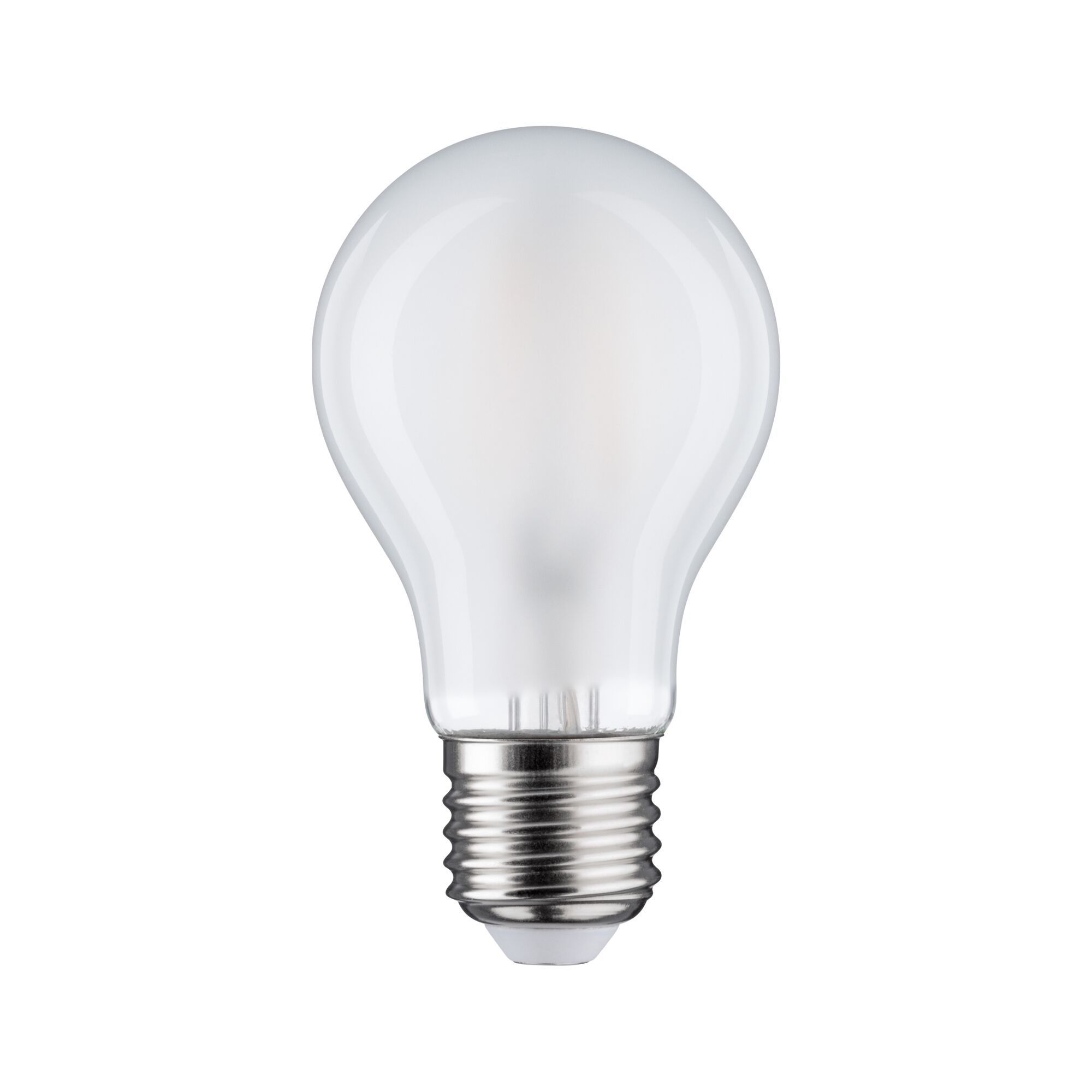 Klassische matte Glühbirne mit E27-Fassung aus Glas in Weiß für energiesparende Beleuchtung