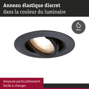 Spot encastré noir avec anneau élastique et indice IP23, lampe LED pour pièces humides