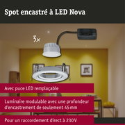 Spot encastré LED 3-Step-Dim Nova Coin Kit de base orientable rond 84mm 50° Coin 3x6W 3x470lm 230V gradable 2700K Alu tourné