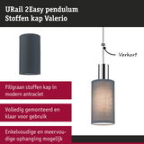 URail 2Easy pendel met antraciet stoffen kap, moderne stoffen lampenkap voor binnenverlichting