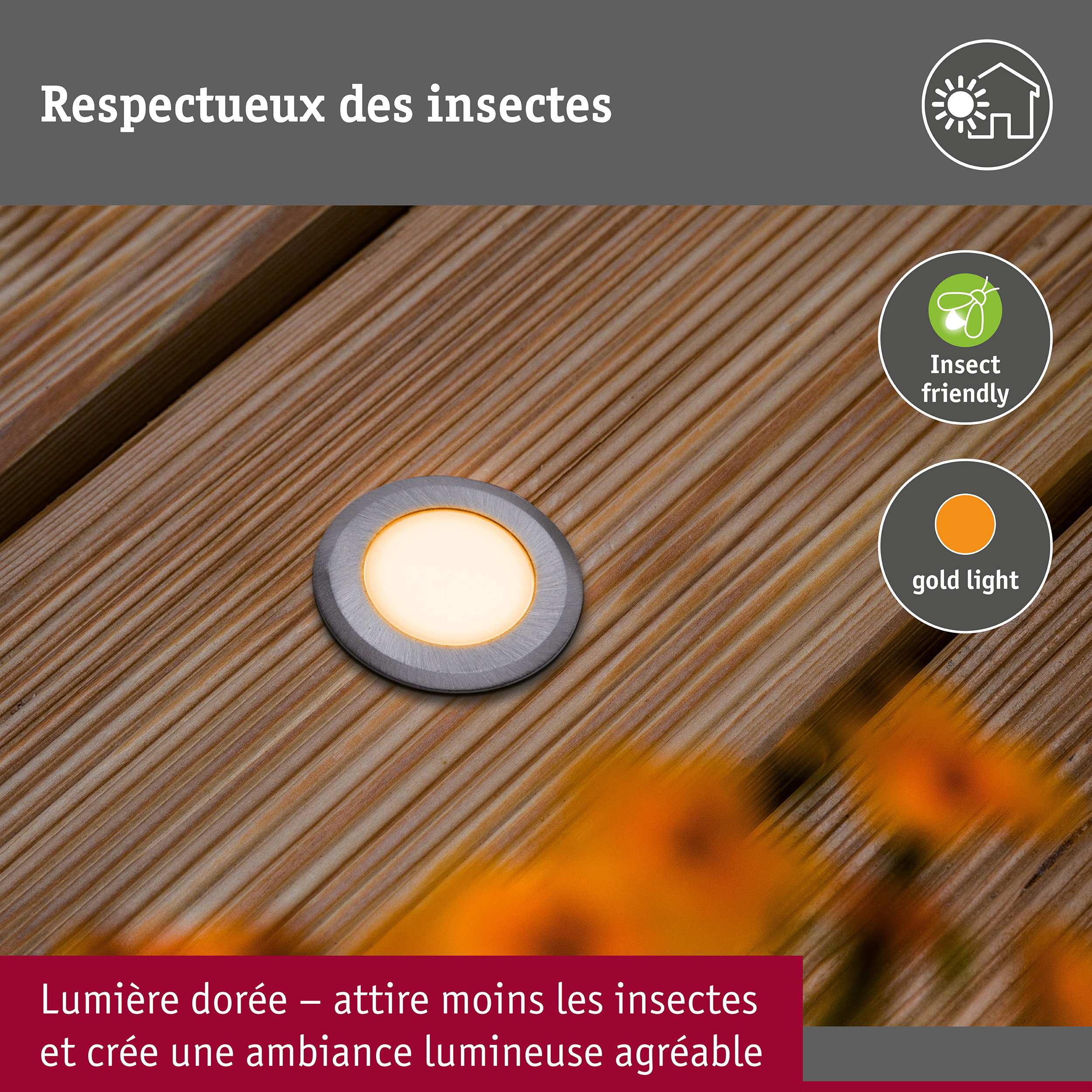 Encastré de sol LED Floor favorable aux insectes IP67 rond 50mm 2200K 2,2W 60lm 230V Alu Matière plastique/Métal