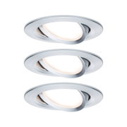 Runder Einbaustrahler aus gebürstetem Aluminium in Silber mit warmweißem LED-Licht