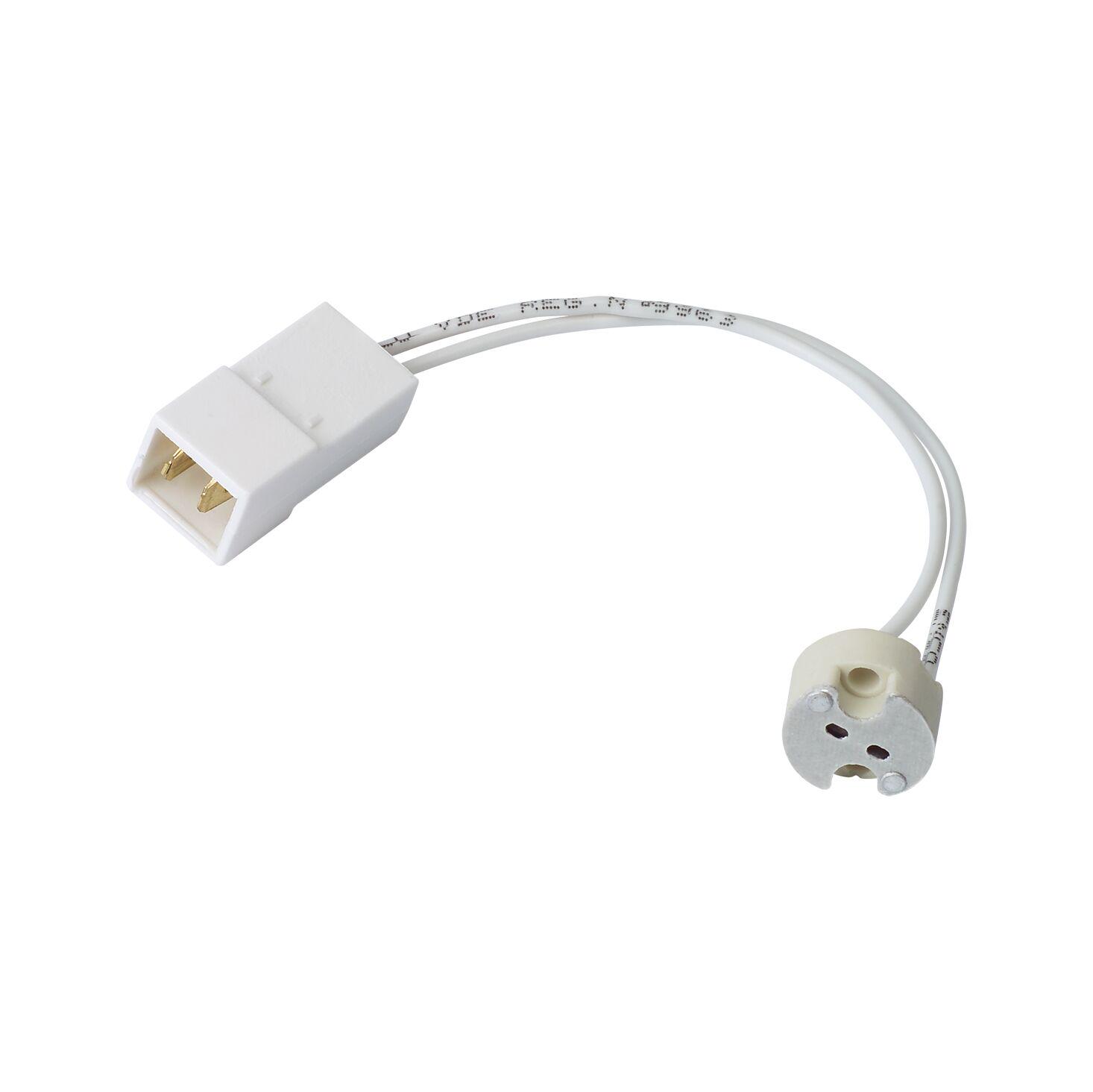 Witte kabel met kunststof connector en fitting voor LED-verlichting, elektrische verbindingskabel