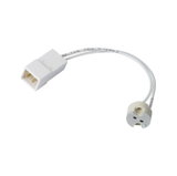 Witte lampfittingadapter met kabel en metalen contacten voor LED-verlichting en armatuuraansluiting