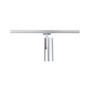 Moderner silberner Aluminium-Spot an Schienensystem für flexible LED-Beleuchtung im Innenraum