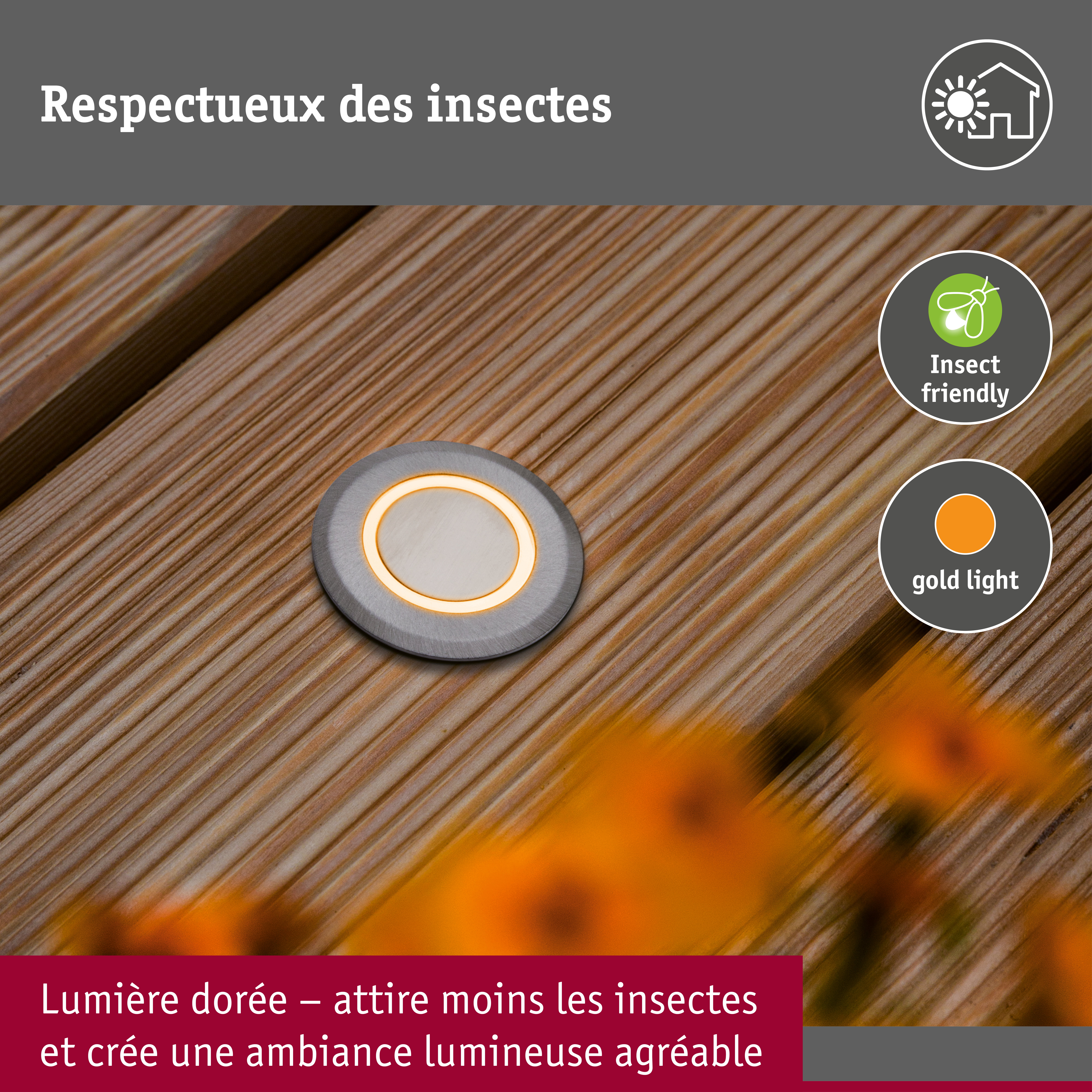 Encastré de sol LED Floor favorable aux insectes IP67 rond 50mm 2200K 2,2W 15lm 230V Alu Matière plastique/Métal