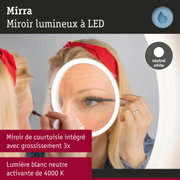 Miroir lumineux LED Mirra avec grossissement 3x et lumière blanc neutre 4000K pour maquillage précis