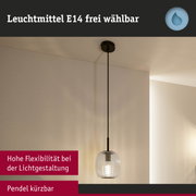 Pendelleuchte mit klarem geripptem Glas und schwarzem Kabel, flexibel kürzbar für individuelle Lichtgestaltung
