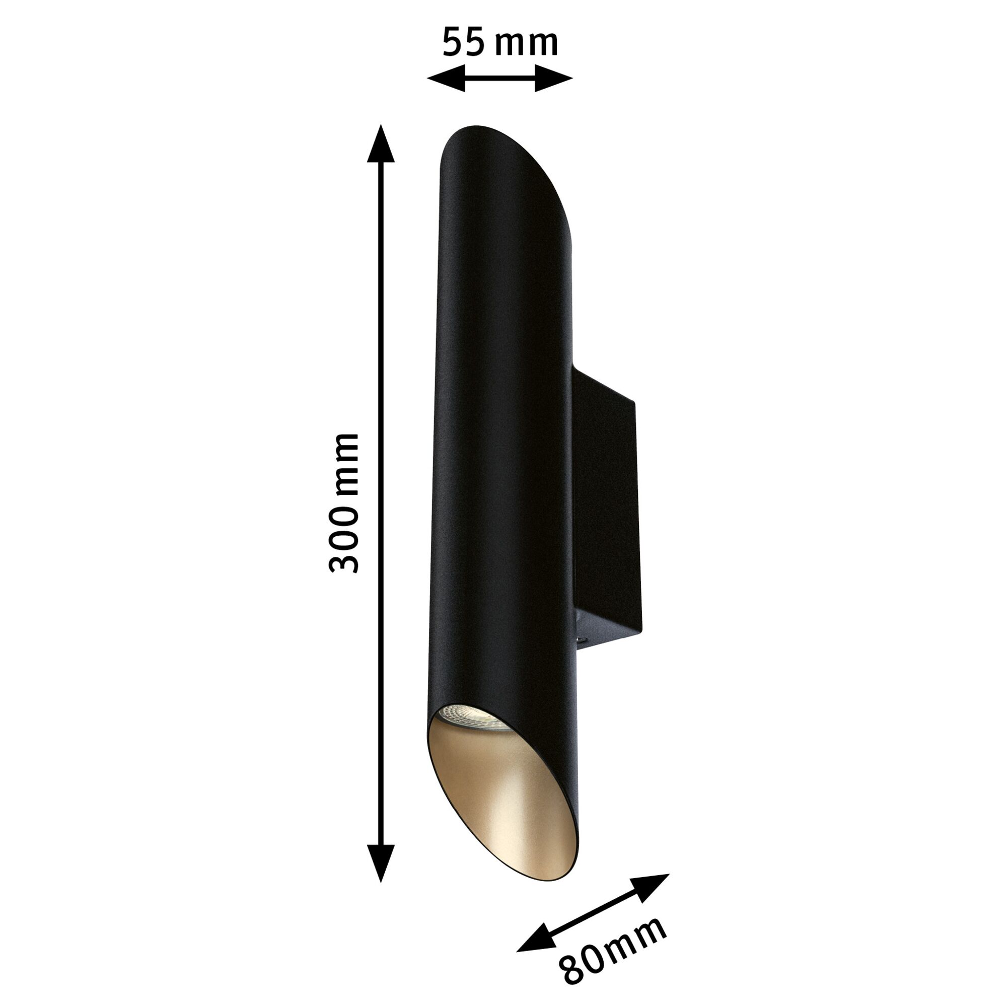 Wandleuchte Asti GU10 230V max. 2x10W Schwarz matt/Gold