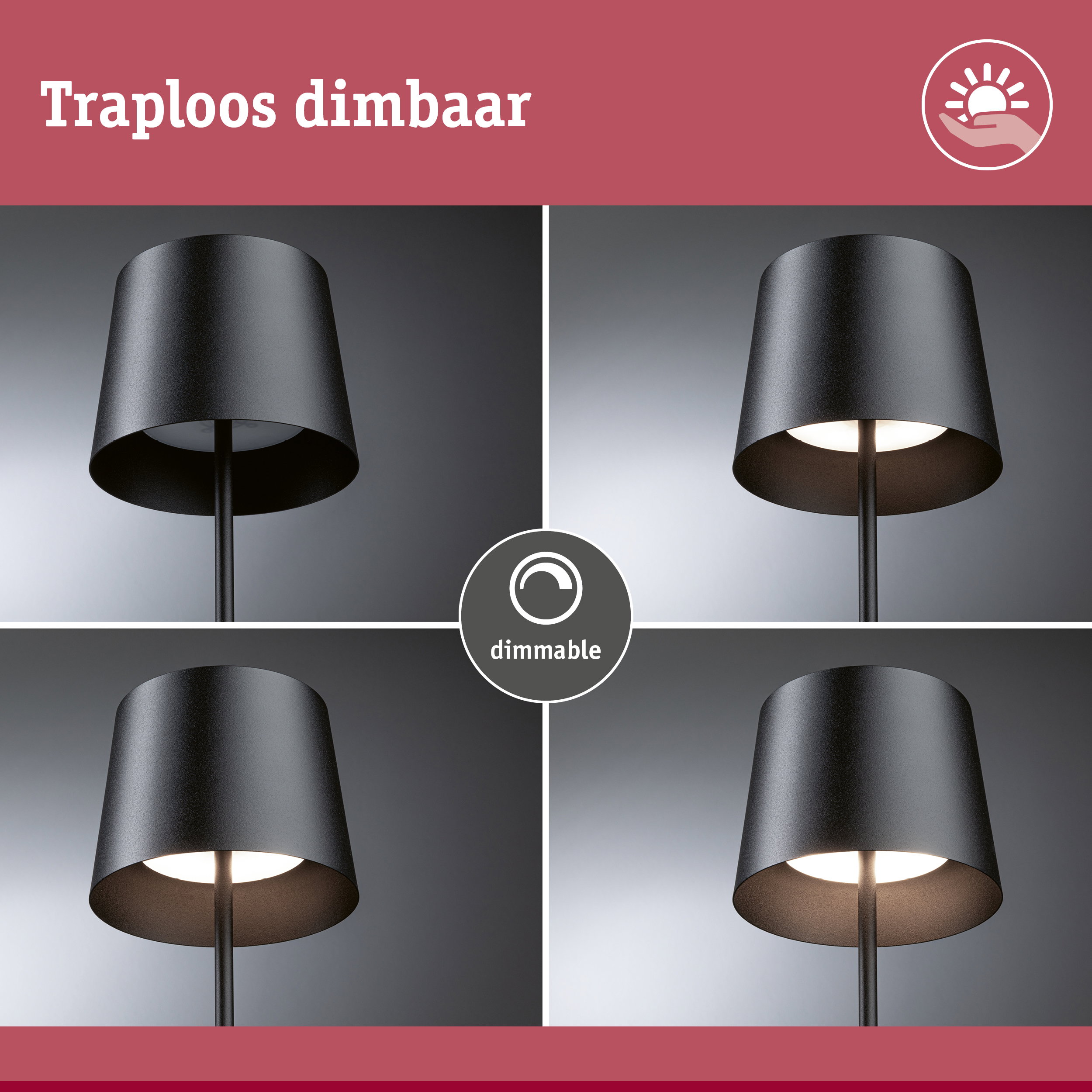 Zwarte dimbare vloerlamp met cilindrische metalen kap voor sfeerverlichting