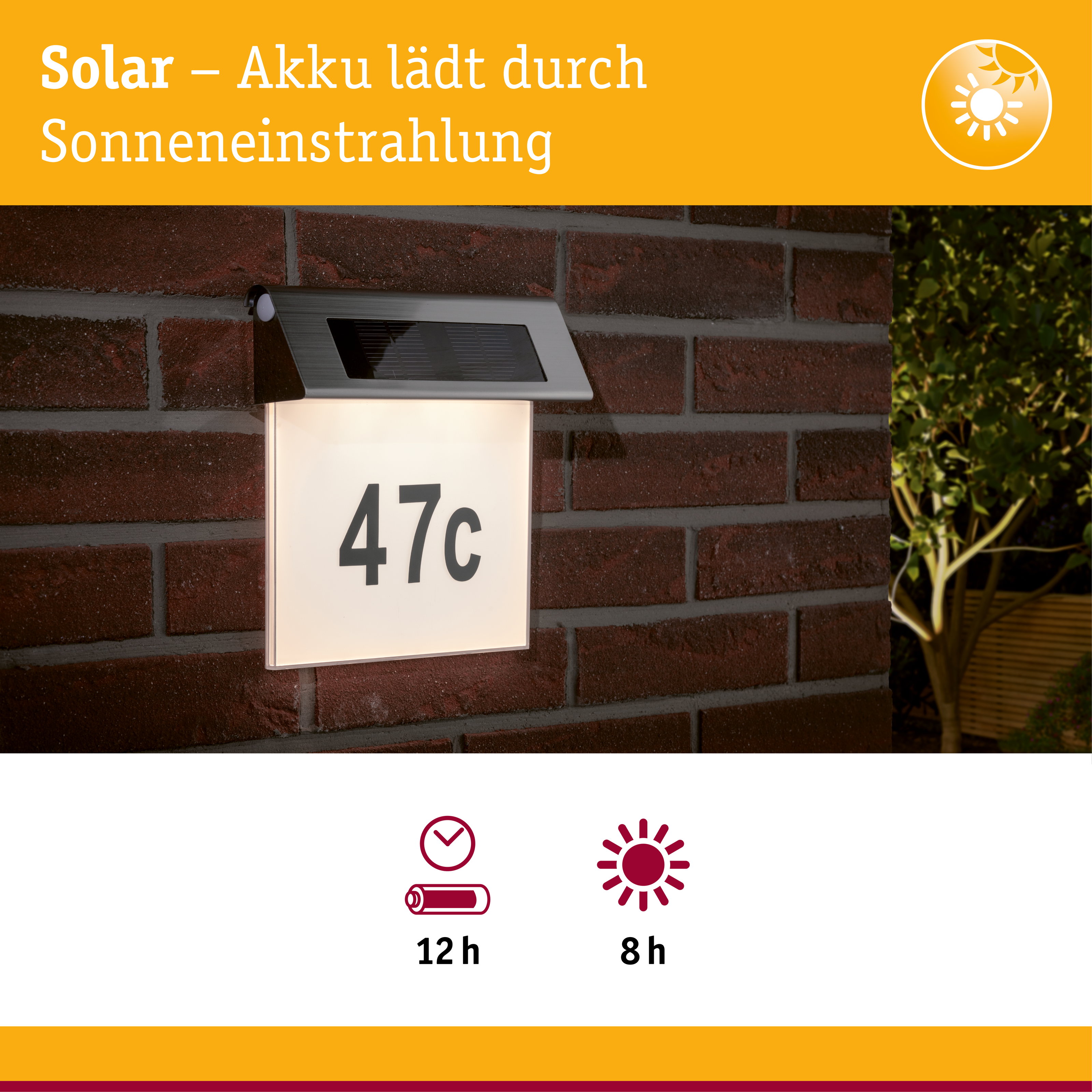 Solar LED Hausnummernleuchte Special Line IP44 3000K Edelstahl/Weiß