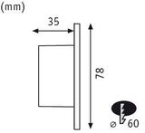 Dessin technique avec dimensions 35 mm largeur et 78 mm hauteur d’un boîtier de luminaire rond.