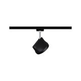 Black metal LED spotlight on track system for flexible indoor lighting solutions