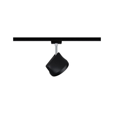 Black metal LED spotlight on track system for flexible indoor lighting solutions