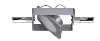 Modern square recessed spotlight in silver metal with adjustable LED light for indoor lighting