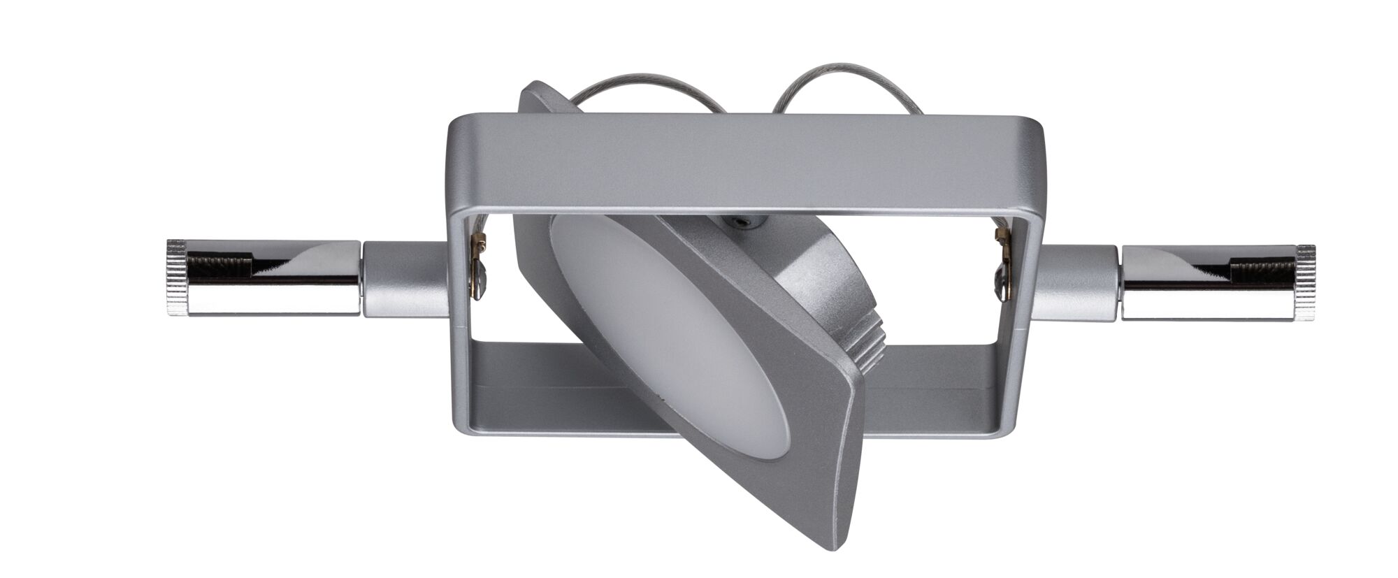 Moderner quadratischer Einbaustrahler aus silbernem Metall mit schwenkbarem LED-Licht für Innenräume