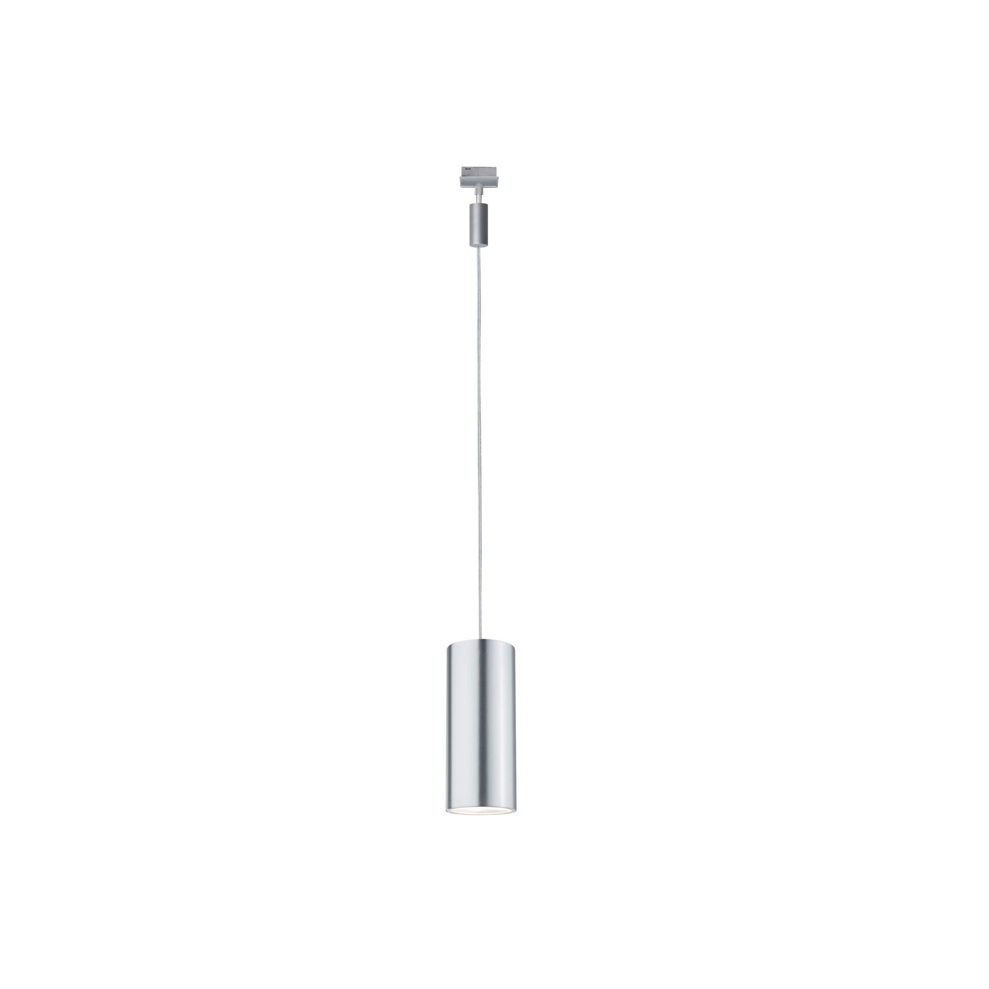 Moderne zilverkleurige metalen hanglamp met cilindrisch ontwerp voor stijlvolle binnenverlichting