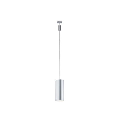 Moderne zilverkleurige metalen hanglamp met cilindrisch ontwerp voor stijlvolle binnenverlichting