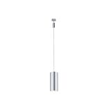 Modern silver metal pendant light with cylindrical design for stylish indoor lighting solutions