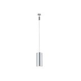 Moderne zilverkleurige metalen hanglamp met cilindrisch ontwerp voor stijlvolle binnenverlichting
