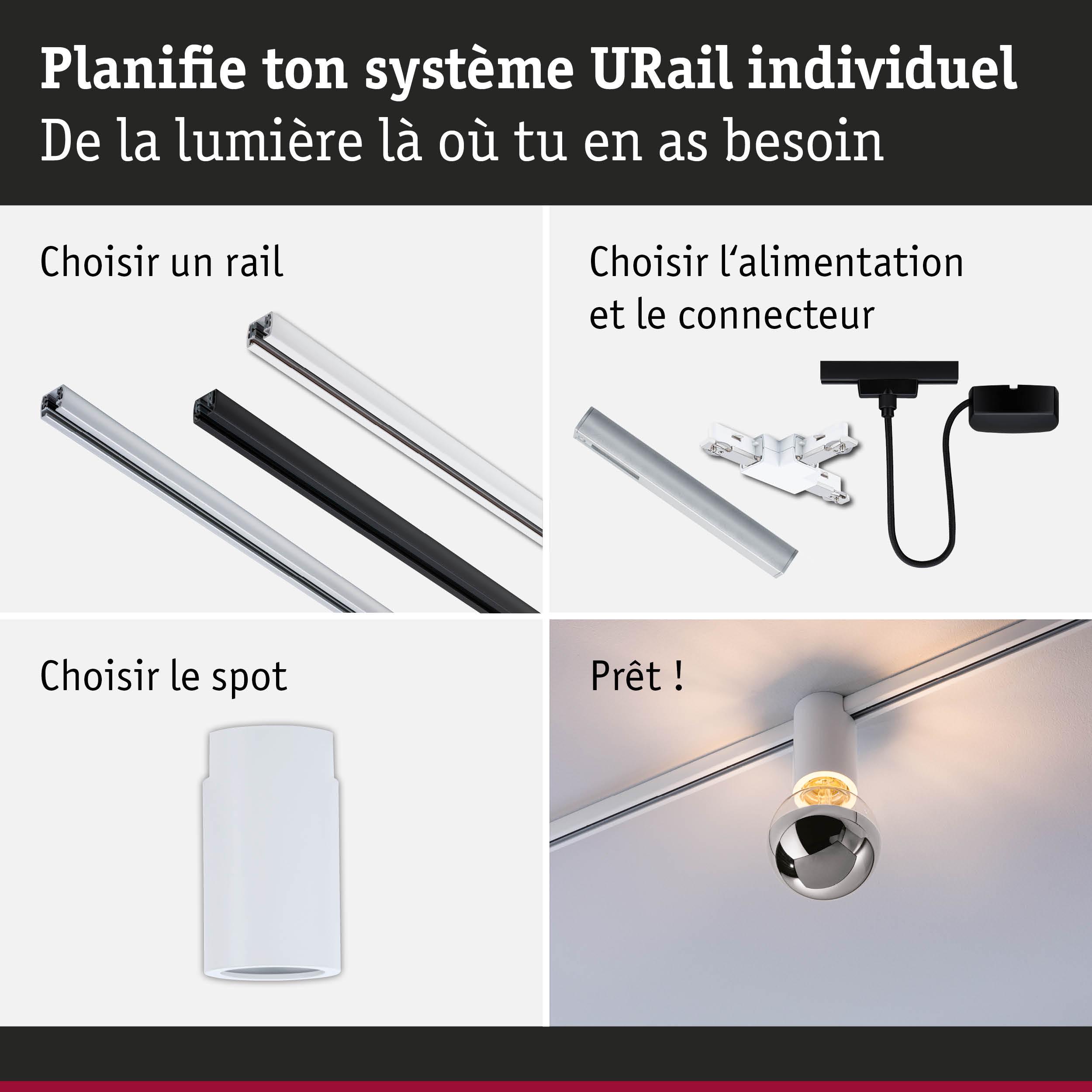 Guide pour système URail avec choix de rail, alimentation et spot blanc pour éclairage modulable