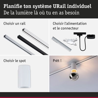 Guide pour système URail avec choix de rail, alimentation et spot blanc pour éclairage modulable