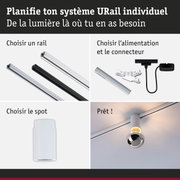 Système de rail URail modulaire en aluminium noir et blanc pour éclairage LED flexible