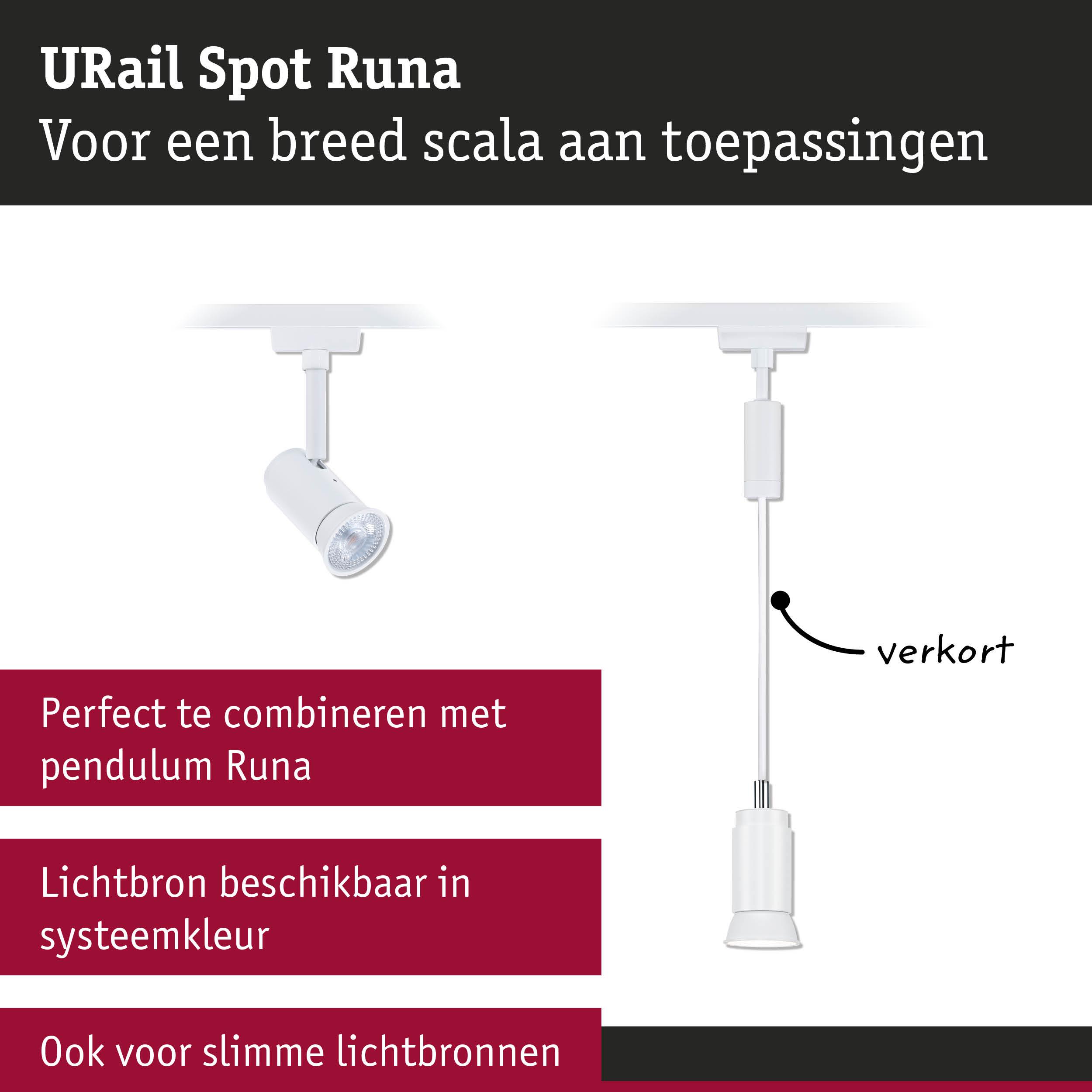 Witte URail Spot Runa LED-spot en pendel met verstelbare kabel voor veelzijdige verlichting