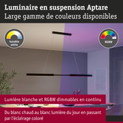 Luminaire suspendu Aptare noir avec lumière blanche réglable et options couleur RGBW pour intérieur