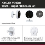 Set MaxLED Wireless Touch et Night PIR avec support magnétique et adhésif 3M pour montage mural